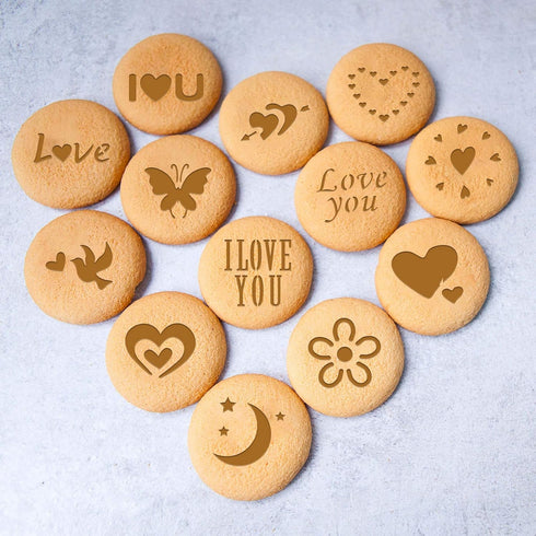 Konsait 20Pack Valentine's Day Cake Stencil Templates Decoration, Reusable Valentine Day Cake Cookies Baking Painting Mold Tools, for Decorating D...