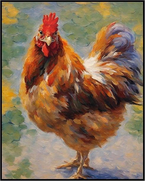Posterizer 1 pcs- Beautiful hen oil painting style-Art for Animal Lovers- Gift for Men Women Entrepreneur Teens-Living Room Bedroom Decor- unframe...