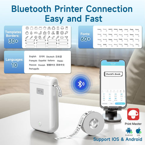 Label Makers, Label Maker Machine with Tape, Portable Bluetooth Label Printer with Little Space, Inkless Thermal Label Maker for Family School, Mi...