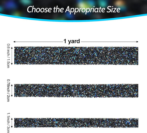 Bling Crystal Rhinestone Ribbon, DIY Self-Adhesive Rhinestone Sticker Ribbon for Wedding Cakes Birthday Crafts Decorations(Black,0.6 Inch Wide)...