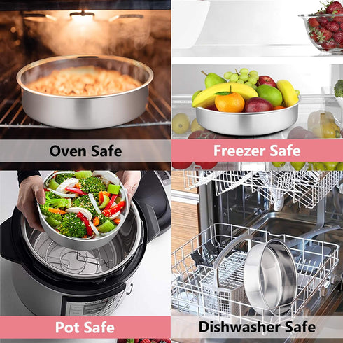 P&P CHEF Cake Pan Set of 3, 4" + 6" + 8" Round Baking Layer Tier Cake Pans Tins, Stainless Steel Bakeware for Birthday Weeding, Heavy Duty & Non T...