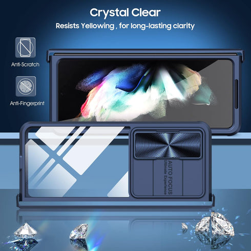 Compatible with Samsung Z Fold 4 Case with Camera Lens Protector Slide Black,Phone Samsung Galaxy Z Fold 4 Case Silicone Transparent Shockproof Lu...