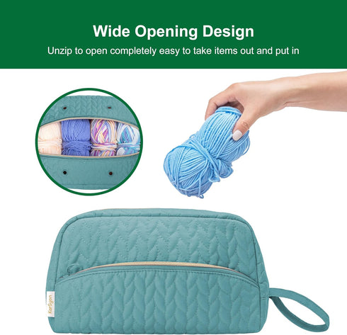 Crochet Yarn Bag Knitting Bag Storage for Crocheting Accessories Crochet Hook Case Organizer Gift for Crochet Lovers (Teal)...