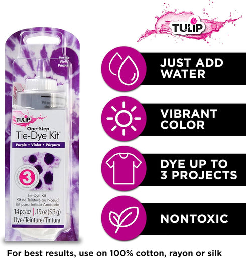 Tulip One-Step Tie-Dye Kit, Vibrant Colors for Fabric 0.19 oz, Purple...