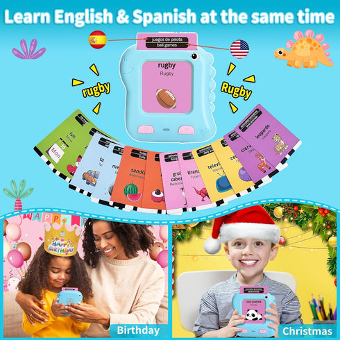 Toddler Bilingual Talking Flash Cards, 280 English & Spanish Sight Words,Kids Toddler Speech Therapy Toys for 2 3 4 5 Year Old Boys Girls,Preschoo...