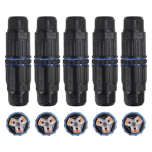 5PCS IP68 Waterproof Electrical Cable Connector, Outdoor 3 Pin Junction Box, Electrical Wire Connector for 3.5-10mm Wire Range(AC 250V, 16A), Quic...