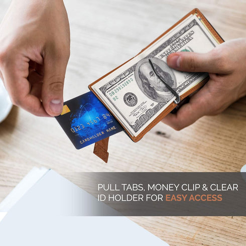 RFID Blocking Bifold Slim Vegan Leather Minimalist Front Pocket Wallets for Men Money Clip...