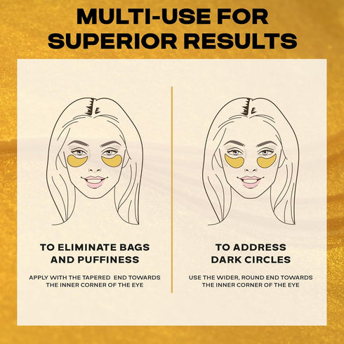 24k Gold Under Eye Patches for Dark Circles: 30 Pairs Golden Hydrogel Eye Pads - Reduce Puffy Eyes, Dark Circles, Wrinkles, Undereye Bags - Bright...