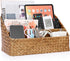 BTSKY Woven Storage Basket Natural Seagrass Vertical Wicker Storage Baskets with 4 Compartments Desk Organizers and Storage Magazine File Holder H...