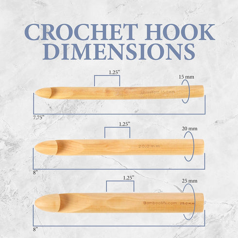 JubileeYarn Jumbo Birch Crochet Hook - US P, S, T (15, 20, 25mm) - 3pc Set...