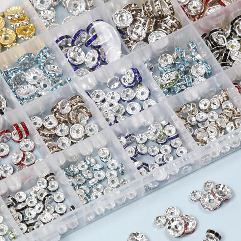 Incraftables Rondelle Beads for Jewelry Making 800pcs. Rhinestone Spacer Beads for Kids & Adults. Crystal Rondelle Spacer Beads for Bracelet Makin...