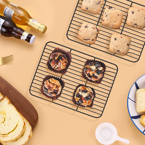 Cooling Rack Set of 2, P&P CHEF Non-stick Small Baking Racks for Cooking Grilling, 2 Pack 9.7” x 7.3” Drying Rack, Fit in Mini Toaster Oven, Stain...