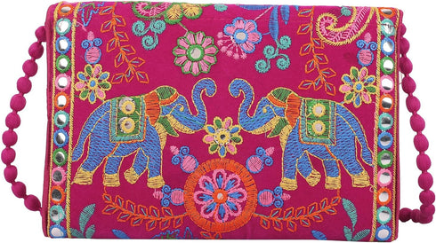 Craft Trade Clutch Bags for Women - Rajasthani Hand Embroidered Mini Crossbody Bag Women's Cluches for Wedding Party Gifts...