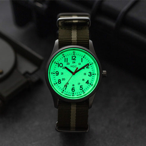 Infantry MDC Glow in The Dark Watches for Men, 12/24 Hour Military Time Watch Waterproof, Field Outdoor Sport Mens Wristwatch with Slip-Thru Nylon...