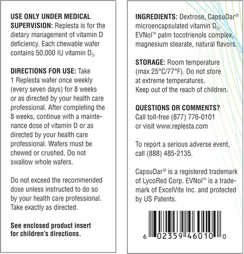 50,000 IU Vitamin D3 Cholecalciferol, for Vitamin D Deficiency, Once-Weekly Chewable Wafer, Non-GMO, Natural Orange Flavor, 4 Count (Pack of 1)...