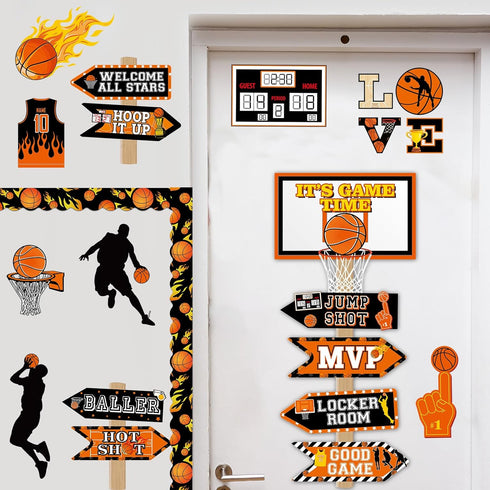 gisgfim 36pcs Basketball Bulletin Board Decoration Basketball Theme Bulletin Boarders It’s Game Time Basketball Cut-Outs Sports Bulletin Board Dec...