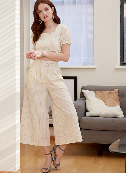 McCall Pattern Company McCall's Women's Crop Top, Shorts, and Flared Leg Pants, Sizes 4-12 Sewing Pattern, White...