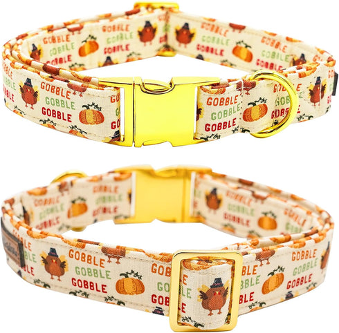 Dog Collar, Thanksgiving Dog Collar Turkey Pet Collar Bow Holiday Dog Collar Bows Girl Boy Bow Dog Collar Puppy Collar Adjustable Dog Collar for X...