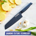 Blue Diamond Sharp Stone Nonstick Stainless Steel Cutlery, 7" Santoku Knife with Cover, Diamond Texture Blade, Dishwasher Safe Knives, Blue...