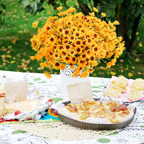 Uieke 6 Bundles Sunflowers Artificial Flowers Daisy Mums Fake Flowers Outdoor UV Resistant No Fade Fall Flowers 24 Stems Greenery Shrubs Indoor Ou...