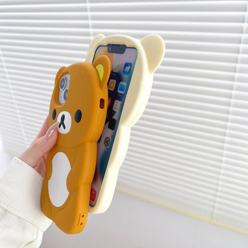 Ultra Thick Soft Silicone Case for Apple iPhone 13 Pro 13Pro Teddy Bear Brown Color Animal 3D Cartoon Japanese Cute Lovely Adorable Kawaii Kids Gi...