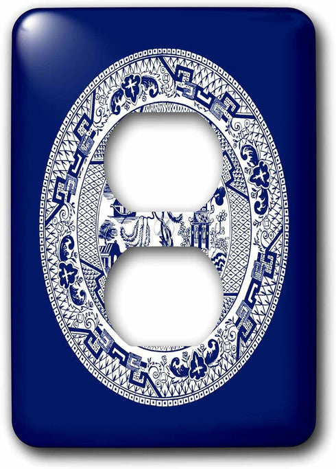 3dRose lsp_220439_6 Willow Pattern in Delft Blue and White 2 Plug Outlet Cover, Multicolor...
