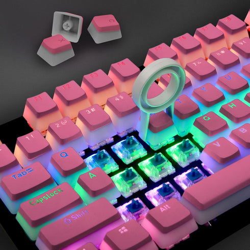 Pudding Keycaps,Double Shot PBT Backlit 108 Keys Key caps Set for Mechanical Gaming Keyboard - Pink (Only Keycaps)...