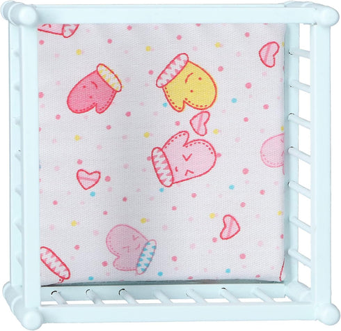 1:12 Scale Wooden Doll House Baby Bed DIY Miniature Doll House Mini Furniture Accessories with Mattress Square Bed Blue Children's Day Gift...