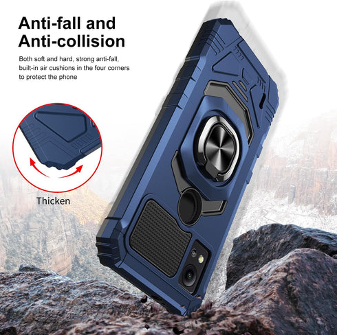for Cricket Icon 5 Case, with Tempered Glass Screen Protector Heavy Duty Protection Technology Built-in Kickstand Rugged Shockproof Protective Pho...