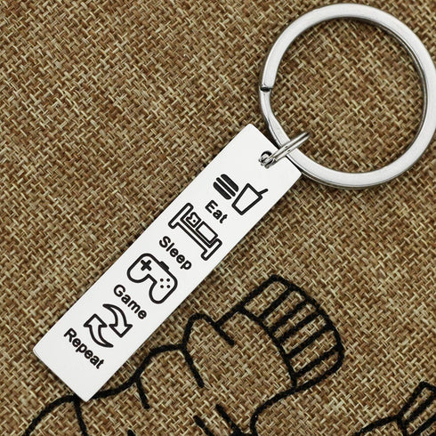 Kivosiiviz Gamer Keychain Eat Sleep Game Repeat Gifts for Teen Gammers Keychain...