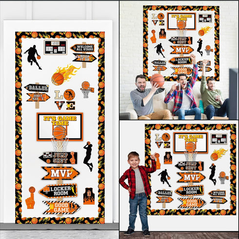 gisgfim 36pcs Basketball Bulletin Board Decoration Basketball Theme Bulletin Boarders It’s Game Time Basketball Cut-Outs Sports Bulletin Board Dec...