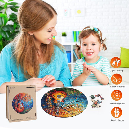 Wooden Puzzle for Adults, Guitar Wooden Jigsaw Puzzles(11.2 * 11.2in-200pcs), Beautiful Wooden Puzzle with Box Birthday Gifts for Adults and Kids ...