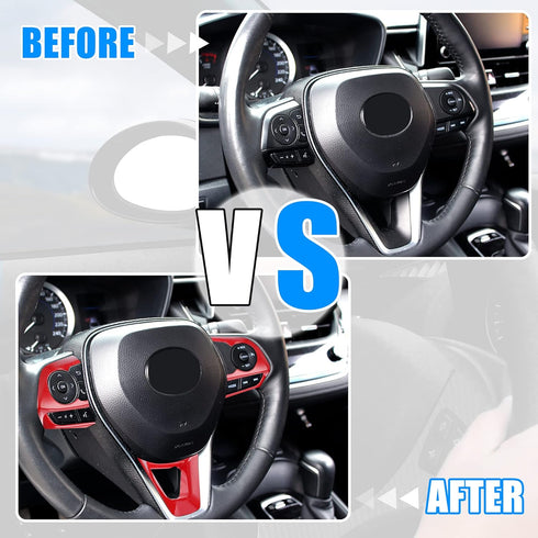 X AUTOHAUX 3 Pcs ABS Plastic Red Interior Steering Wheel Cover Trim for Toyota Corolla 2020-2022 Inner Decoration Auto Accessories...