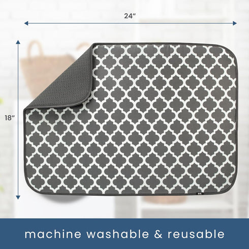 S&T INC. Dish Drying Mat XL, 18” x 24”, Absorbent Microfiber Kitchen Counter Mat, Dish Drying Pad for Dishes, Utensils, Pots and Pans, Extra Large...