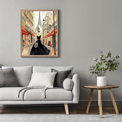 Posterizer 1 pcs-glamorous woman in stylish Parisian street 3-Inspirational Women's Art-Adventure Wall Art-Gift for Women, Fashionistas, Designer ...