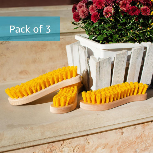 Pack of 3 - Hard Bristle Scrub Brush - Stiff Bristle Brush for Cleaning, Heavy Duty Scrub Brush, Utility Hand Brush Set for Indoor and Outdoor, Ny...