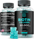 Biotin & Collagen Peptides Gummies - 50,000mcg Collagen + 10,000mcg Biotin | Hair, Skin & Nails Support for Men & Women | Hair Growth, Glowing Ski...