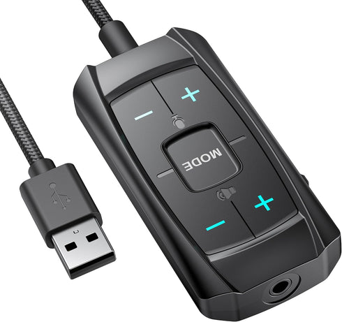 Inwa Aux to USB External Sound Card, Simultaneous Phone Discord Chat & Gaming Sound in Wired Headphone, USB to 3.5mm Jack Audio Adapter Works with...