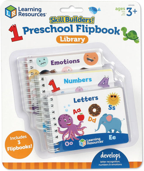 Learning Resources Skill Builders! Preschool Flipbooks -3 Pieces, Ages 3+, Preschool Learning Activities, ABC and Numbers for Toddlers, Activity B...