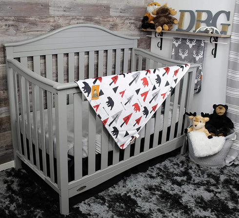 Dear Baby Gear Bears Deluxe Baby Blanket - Double Layer, Milestone & Newborn Gifts for Girls and Boys - Red, Black Bears, Geometric Trees, Arrows,...