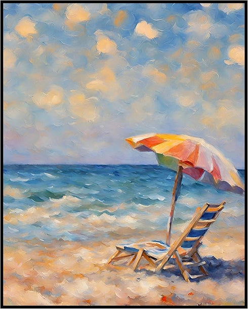Posterizer 1 pcs- sea and beach themed oil painting style print 12-Landscape & Nature Art-Floral Botanical Art- Decor for Home & Office- unframed ...