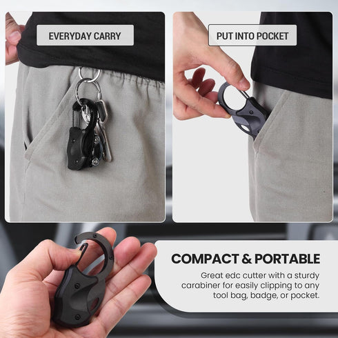 Cool Pocket Knife for Men, EDC Carabiner Knife Box Cutter with 1.34 inch Sharp Blade and Liner Lock, Small Knives Tool Gadgets for Everyday Carry,...