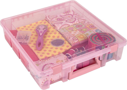 ArtBin 6955RK Super Satchel 1-Compartment Box, Art & Craft Organizer, 1-Pack, Translucent Blush...