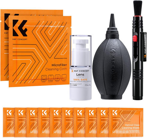 K&F Concept 15-in-1 Camera Lens Cleaning Kit with Camera Blower, Glasses Wipes*10, Cleaning Liquid, Microfiber Cleaning cloth*2, Lens Cleaning Pen...