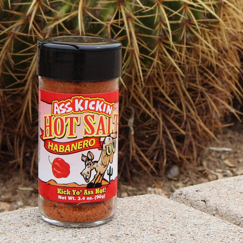 ASS KICKIN' Habanero Hot Spicy Salt - 3.4oz. Shaker Jar - Perfect Flavored Hot Salt for Popcorn Seasoning, Margarita Salt and French Fry Seasoning...