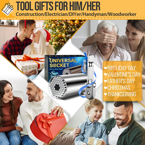 Super Universal Socket Tools Gifts for Men Stocking Stuffers for Men Mens Gifts for Christmas Gifts Idea Cool Stuff Gadgets for Men Grip Socket Se...