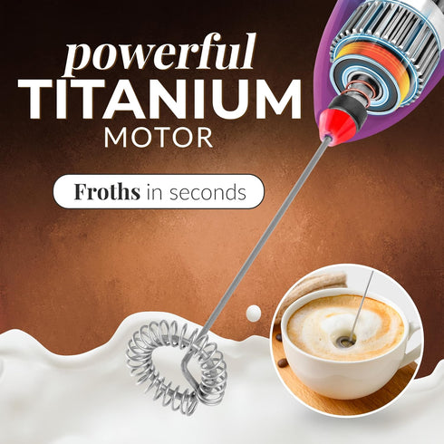 Zulay Kitchen Powerful Milk Frother Wand - Mini Milk Frother Handheld Stainless Steel - Battery Operated Drink Mixer for Coffee, Lattes, Cappuccin...