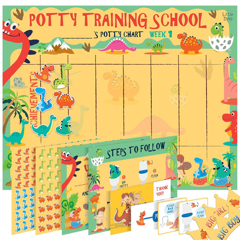 ATHENA FUTURES Potty Training Chart for Toddlers - Dinosaur Design - Sticker Chart, 4 Week Reward Chart, Certificate, Instruction Booklet - for Bo...