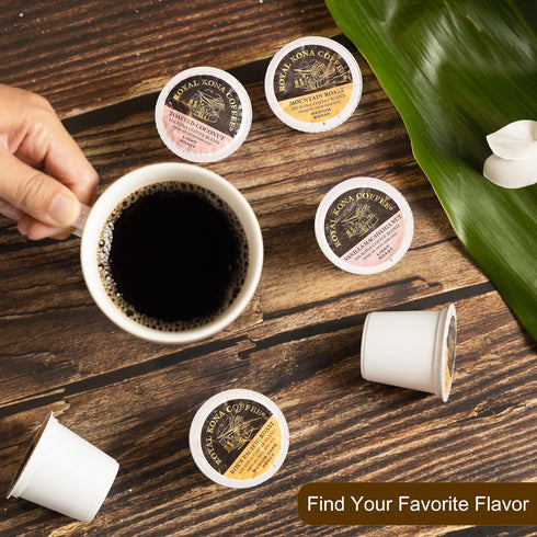 Royal Kona Vanilla Macadamia Flavored, 10% Kona Coffee Blend, Light-Roast Single-Serve Coffee Pods, Compatible with Keurig® Brewers, A Taste of Al...