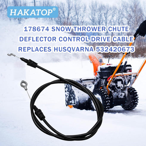 HAKATOP Snow Thrower Chute Deflector Control Drive Cable Replaces Husqvarna 532420673 585271701 AYP 178674...